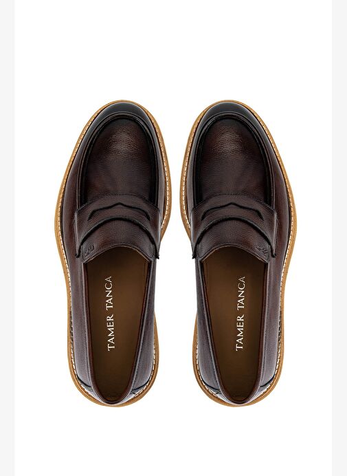Tamer Tanca Erkek Hakiki Deri Taba Loafer Ayakkabı - Görsel 6