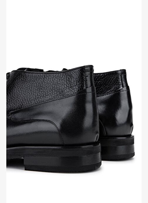 Tamer Tanca Erkek Hakiki Deri Siyah Klasik Bot - Görsel 6