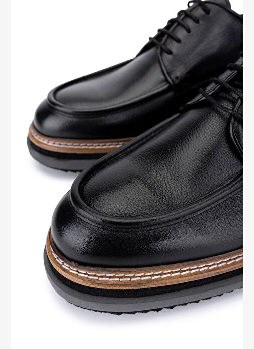 Tamer Tanca Erkek Hakiki Deri Siyah Casual Ayakkabı - Görsel 5