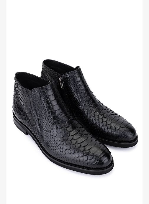 Tamer Tanca Erkek Hakiki Deri Siyah Klasik Bot - Görsel 3