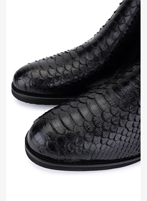 Tamer Tanca Erkek Hakiki Deri Siyah Klasik Bot - Görsel 4