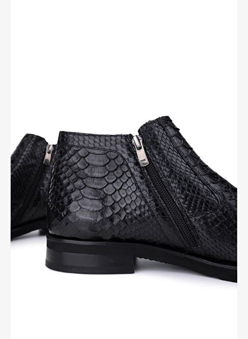 Tamer Tanca Erkek Hakiki Deri Siyah Klasik Bot - Görsel 6