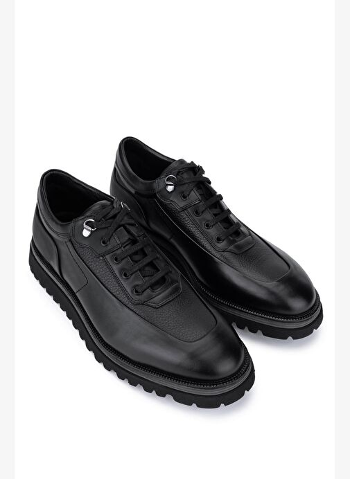 Tamer Tanca Erkek Hakiki Deri Siyah Deri Casual Ayakkabı - Görsel 3