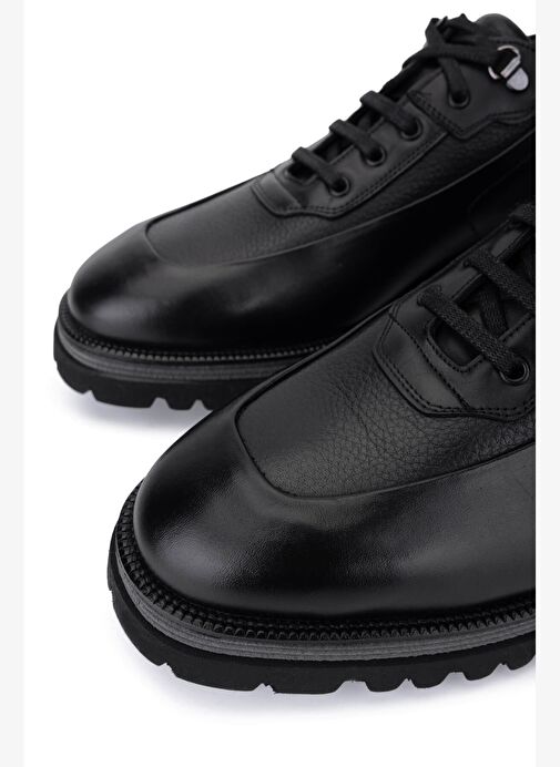 Tamer Tanca Erkek Hakiki Deri Siyah Deri Casual Ayakkabı - Görsel 5