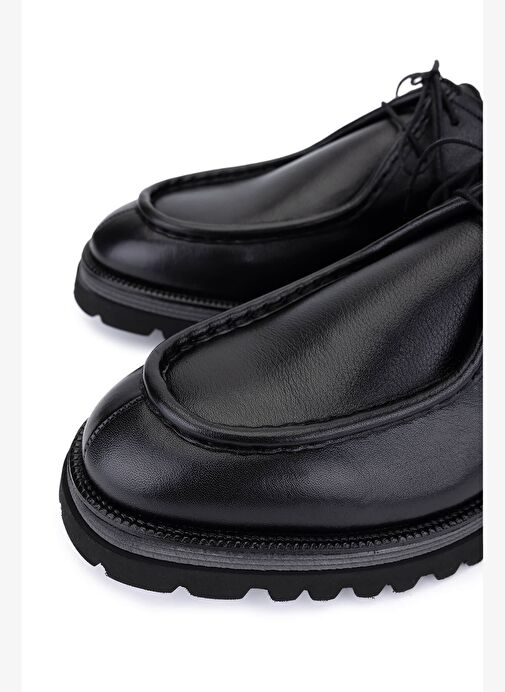 Tamer Tanca Erkek Hakiki Deri Siyah Deri Casual Ayakkabı - Görsel 4