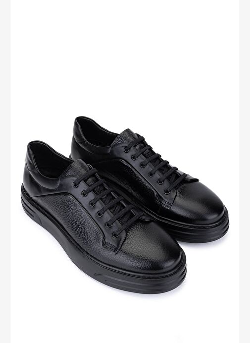 Tamer Tanca Erkek Hakiki Deri Siyah Sneakers & Spor Ayakkabı - Görsel 3