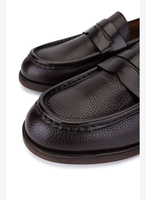 Tamer Tanca Erkek Hakiki Deri Kahverengi Loafer Ayakkabı - Görsel 4