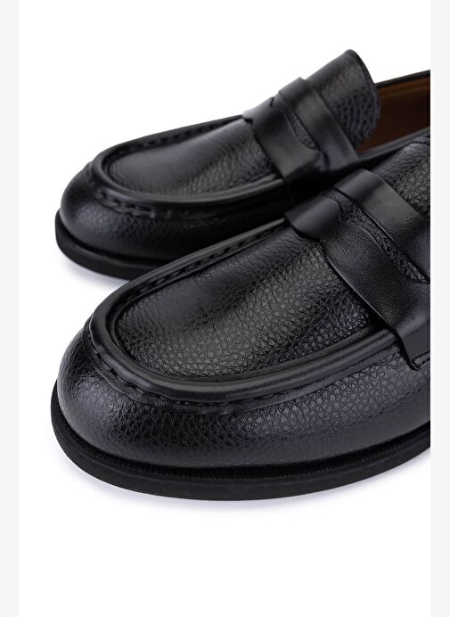 Tamer Tanca Erkek Hakiki Deri Siyah Loafer Ayakkabı - Görsel 4