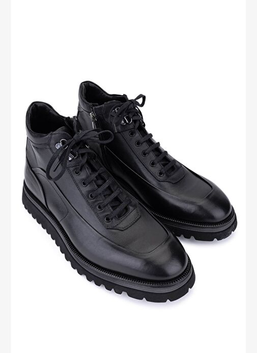 Tamer Tanca Erkek Hakiki Deri Siyah Casual Bot - Görsel 3
