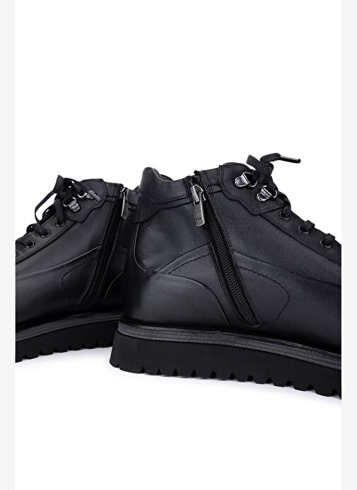 Tamer Tanca Erkek Hakiki Deri Siyah Casual Bot - Görsel 6