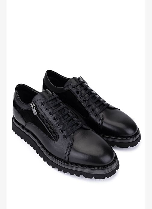 Tamer Tanca Erkek Hakiki Deri Siyah Casual Ayakkabı - Görsel 3
