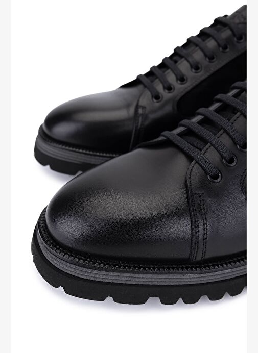 Tamer Tanca Erkek Hakiki Deri Siyah Casual Ayakkabı - Görsel 4