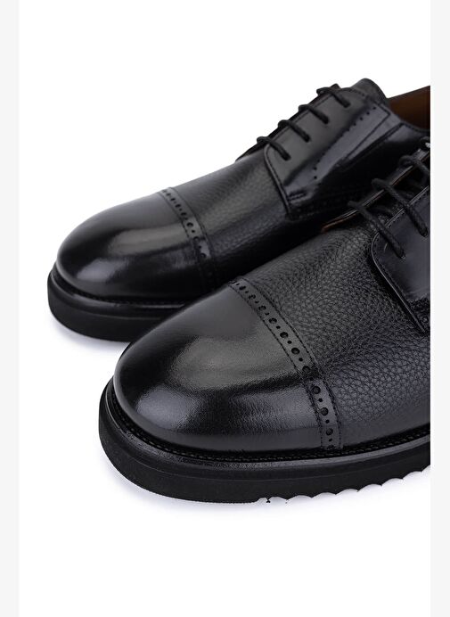 Tamer Tanca Erkek Hakiki Deri Siyah Klasik Ayakkabı - Görsel 4