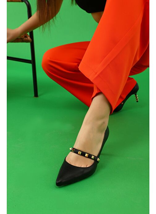 Veruca Gerçek Deri Kadın Topuklu Ayakkabı Siyah - Görsel 6