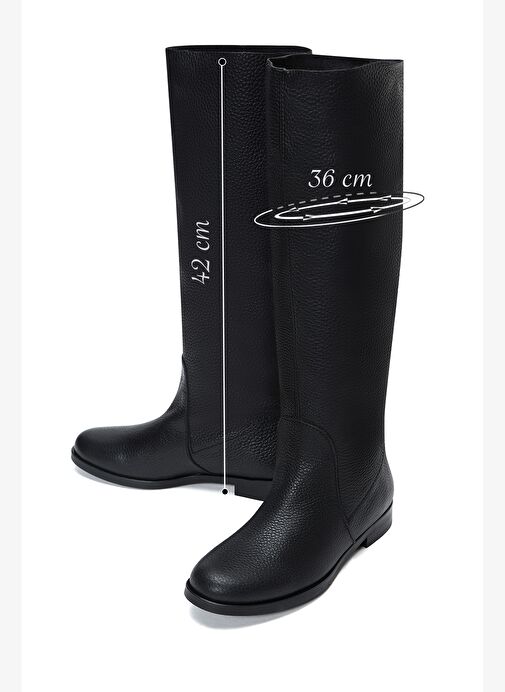 Kadın Siyah Klasik Deri Çizme 25WFD1404FT - Görsel 3
