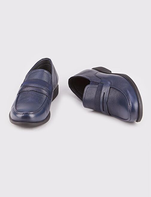 Hakiki Deri Lacivert Erkek Loafer - Görsel 5