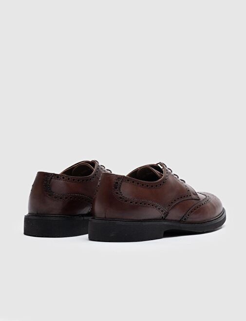 Yazlık Hakiki Deri Kahverengi Bağcıklı Erkek Günlük Ayakkabı - Görsel 4