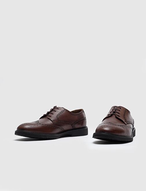 Yazlık Hakiki Deri Kahverengi Bağcıklı Erkek Günlük Ayakkabı - Görsel 5