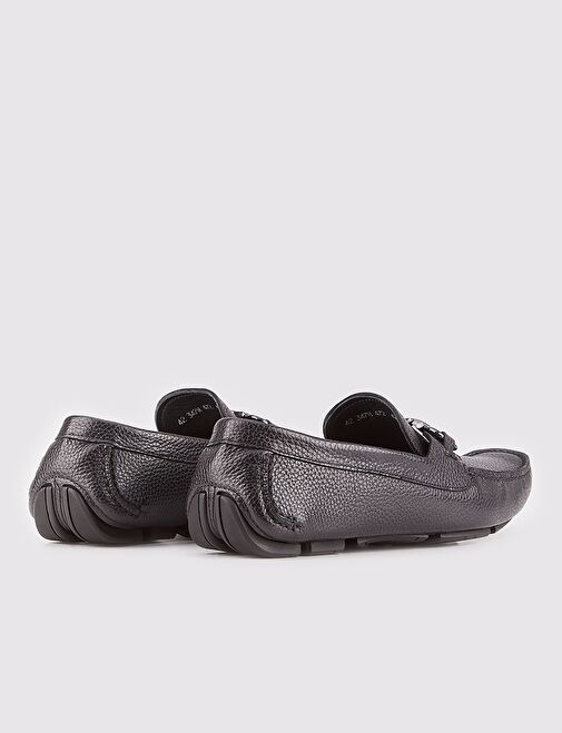 Erkek Hakiki Deri Toka Detaylı Siyah Loafer Ayakkabı - Görsel 5