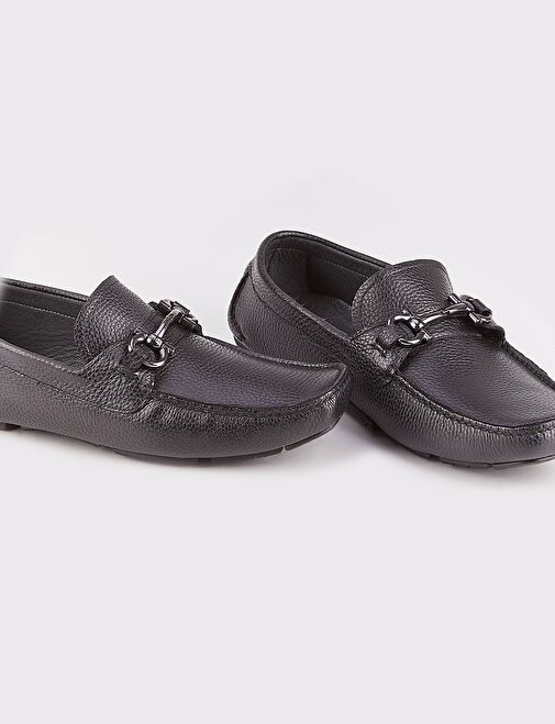 Erkek Hakiki Deri Toka Detaylı Siyah Loafer Ayakkabı - Görsel 6