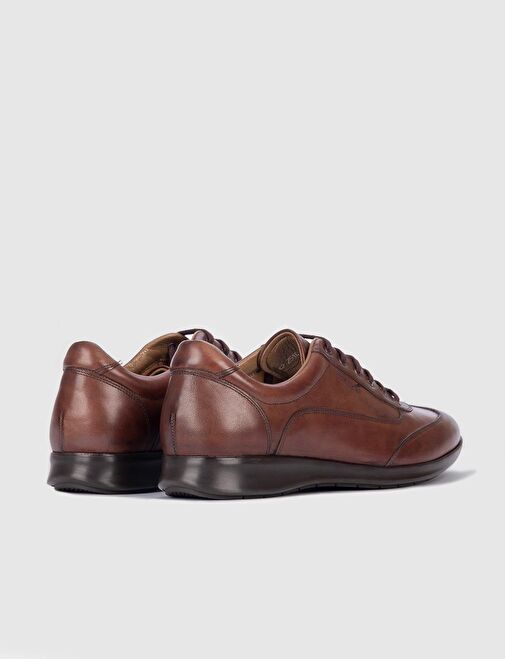 Kauçuk Tabanlı Hakiki Deri Kahverengi Bağcıklı Erkek Günlük Ayakkabı - Görsel 4