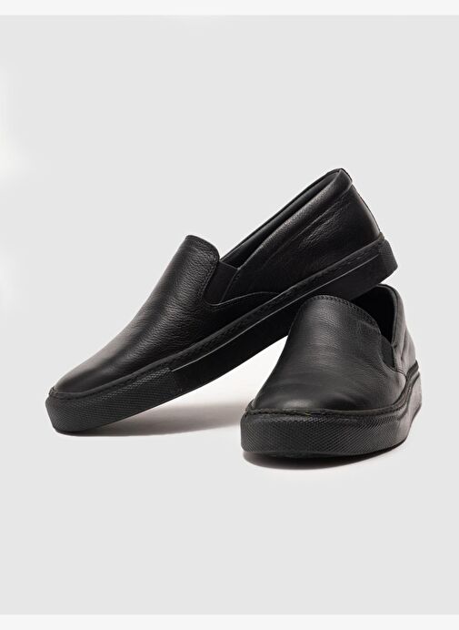 Bağcıksız Hakiki Deri Siyah Kadın Düz Ayakkabı - Görsel 5