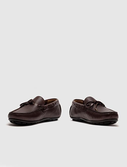 Hakiki Deri Kahverengi Bağcık Detaylı Erkek Loafer Ayakkabı - Görsel 5