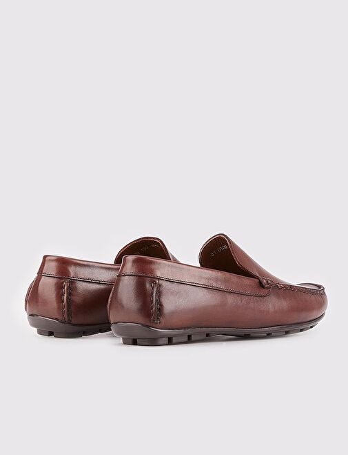 Hakiki Deri Kahverengi Erkek Loafer Ayakkabı - Görsel 4