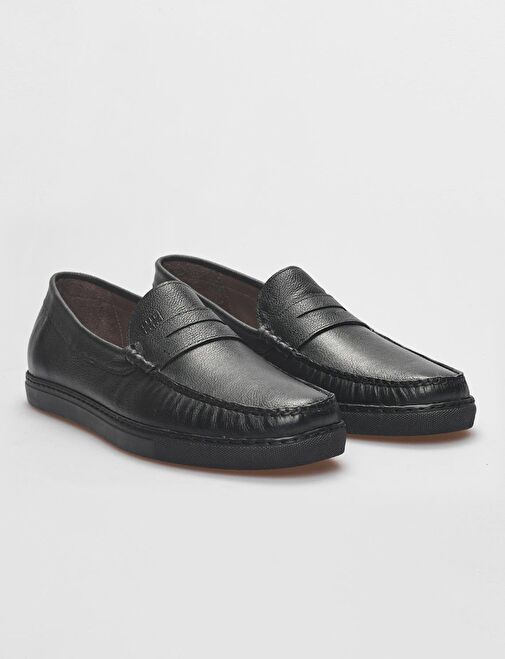 Hakiki Deri Siyah Erkek Günlük Ayakkabı - Görsel 3