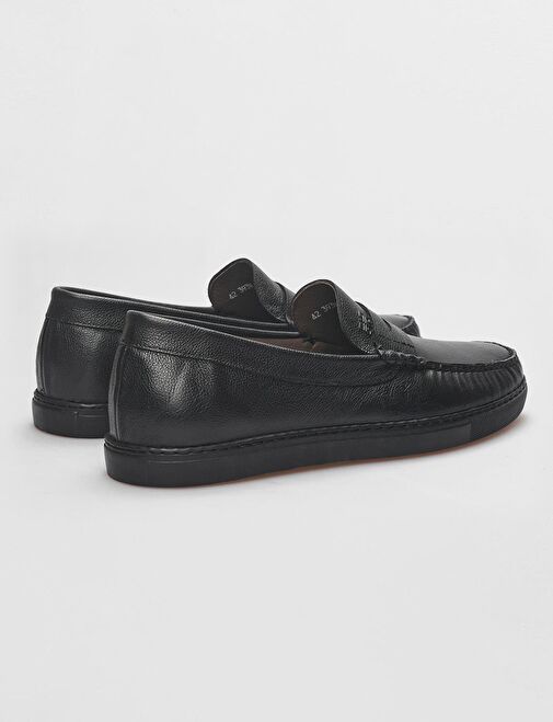 Hakiki Deri Siyah Erkek Günlük Ayakkabı - Görsel 4