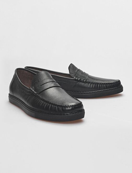 Hakiki Deri Siyah Erkek Günlük Ayakkabı - Görsel 5