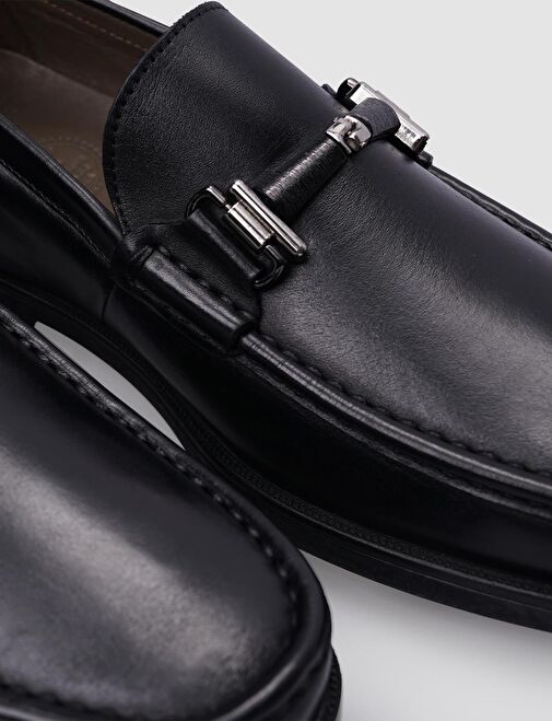 Hakiki Deri Siyah Erkek Günlük Ayakkabı - Görsel 5