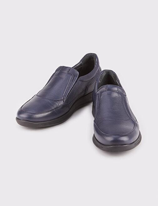 Kauçuk Taban Hakiki Deri Lacivert Erkek Günlük Ayakkabı - Görsel 5