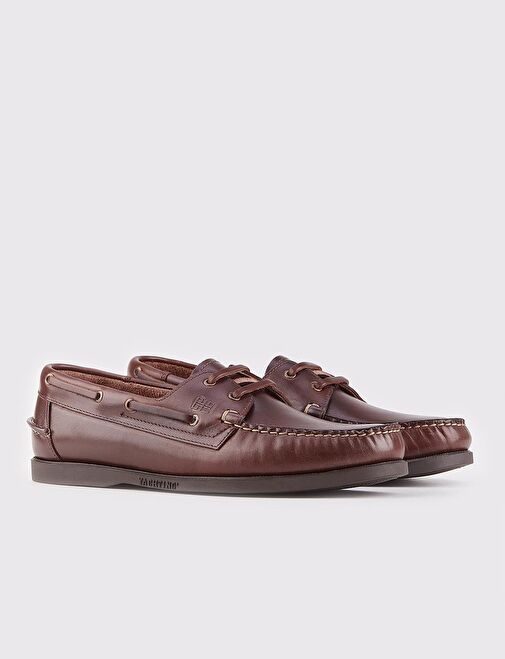 Hakiki Deri Kahverengi Bağcıklı Erkek Tekne Ayakkabısı - Görsel 3