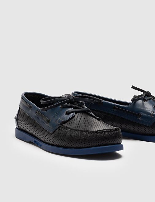Hakiki Deri Lacivert Bağcıklı Erkek Günlük Ayakkabı - Görsel 5