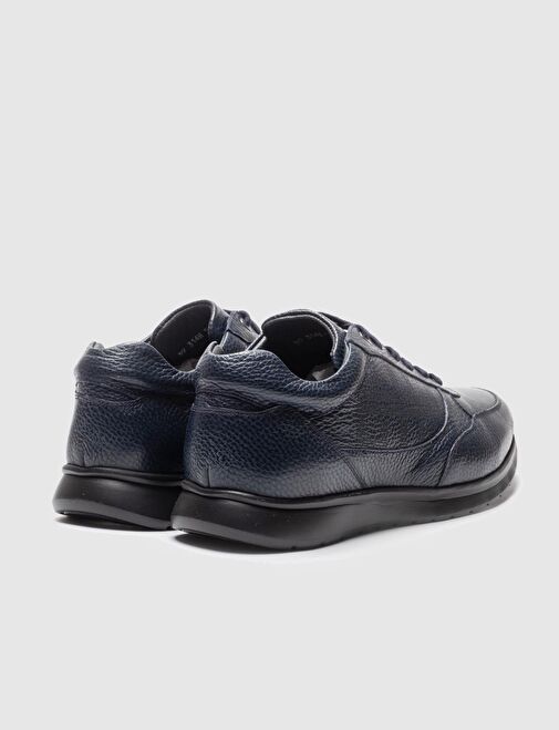 Hakiki Deri Lacivert Bağcıklı Erkek Spor Ayakkabı - Görsel 4