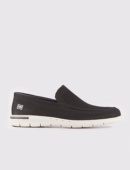 Beyaz Tabanlı Triko Siyah Erkek Günlük Ayakkabı - Görsel 2