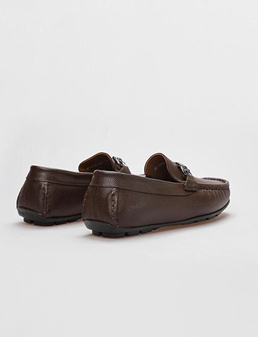 Hakiki Deri Kahverengi Tokalı Erkek Loafer - Görsel 4