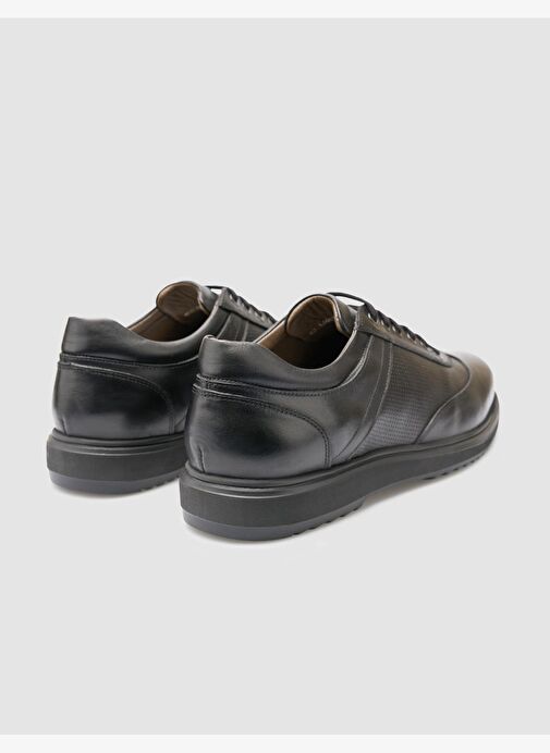 Hakiki Deri Siyah Bağcıklı Erkek Günlük Ayakkabı - Görsel 4