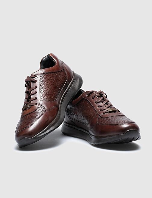 Hakiki Deri Kahverengi Bağcıklı Erkek Spor Ayakkabı - Görsel 6