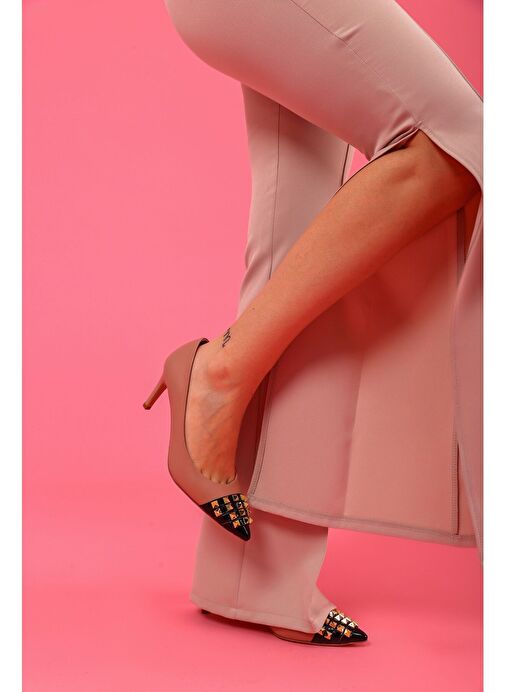 Vidya Gerçek Deri Kadın Topuklu Ayakkabı Pudra - Görsel 5