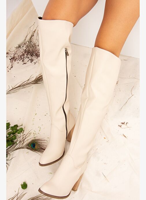 Bej Kadın Çizme A654018009 - Görsel 4