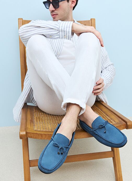 Ziya, Erkek Hakiki Deri Ayakkabı 1511007ZB012 Mavi - Görsel 2