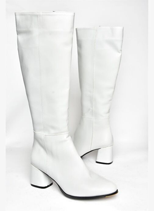Beyaz Suni Deri Kadın Çizme J848300109 - Görsel 5