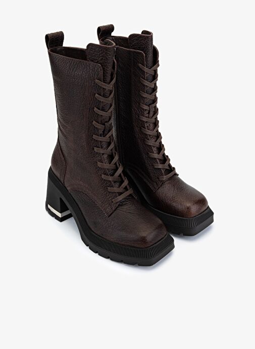 Valmenti Kadın Hakiki Deri Kahverengi Topuklu Bot - Görsel 3