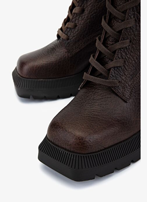 Valmenti Kadın Hakiki Deri Kahverengi Topuklu Bot - Görsel 4