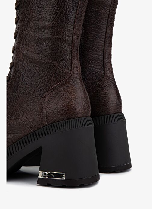 Valmenti Kadın Hakiki Deri Kahverengi Topuklu Bot - Görsel 5