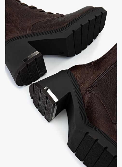 Valmenti Kadın Hakiki Deri Kahverengi Topuklu Bot - Görsel 6