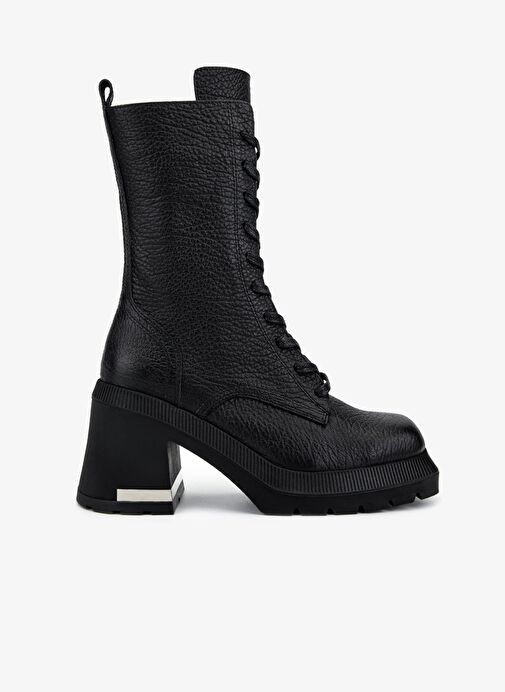 Valmenti Kadın Hakiki Deri Siyah Floter Topuklu Bot - Görsel 2