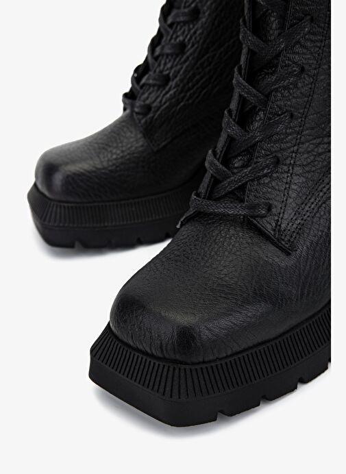 Valmenti Kadın Hakiki Deri Siyah Floter Topuklu Bot - Görsel 4